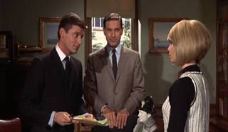 Pimm introduces Ellen to Jim Perkins Roddy McDowall, Paul Maxwell and Jill Hayworth in It!(1967)