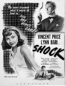 Shock Movie Poster Showing Vincent Price and Lynn Bari