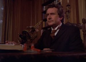 Patrick Macnee stars as Dr Gheria in "No Such Thing as a Vampire" (1977)