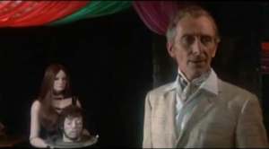 Peter Cushing Checks out the waxworks in a scene from The House That Dripped Blood (1971)