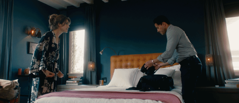 Gif images featuring scenes from the tech horror film Motion Detected (2023) starring Natasha Esca and Carlo Mendez