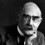 Black and white photo of the author Rudyard Kipling
