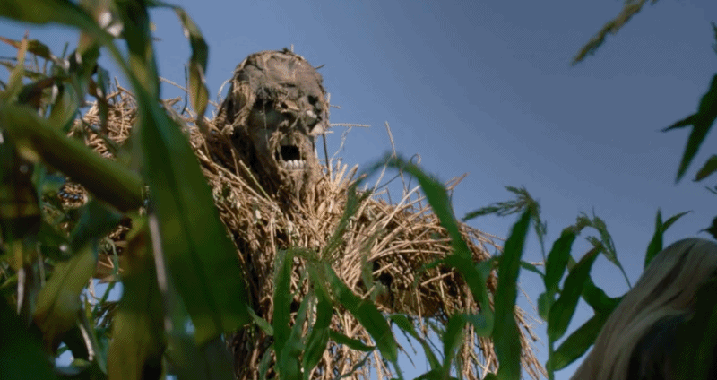 Scenes from the horror film Scarecrow (2013), starring Lacey Chabert and Robin Dunne
