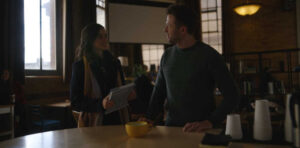 Rebecca Liddiard and Jamie Spilchuk in a scene from the film Deadbolt (2024)