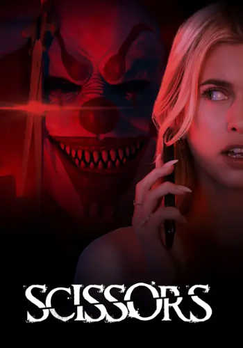 Scissors (2025): Promotional image featuring Jill Kassidy and Scissors the Clown