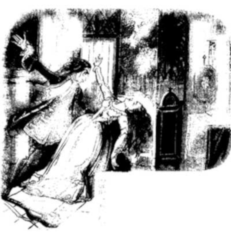 Varney clasps Flora's waist in a vice-like grip Varney clasps Flora's waist in a vice-like grip (Illustration from Varney the Vampire, chapter XX