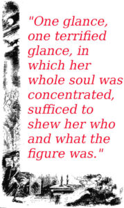 Varney the Vampire comes for Flora a second time (black ink illustration)