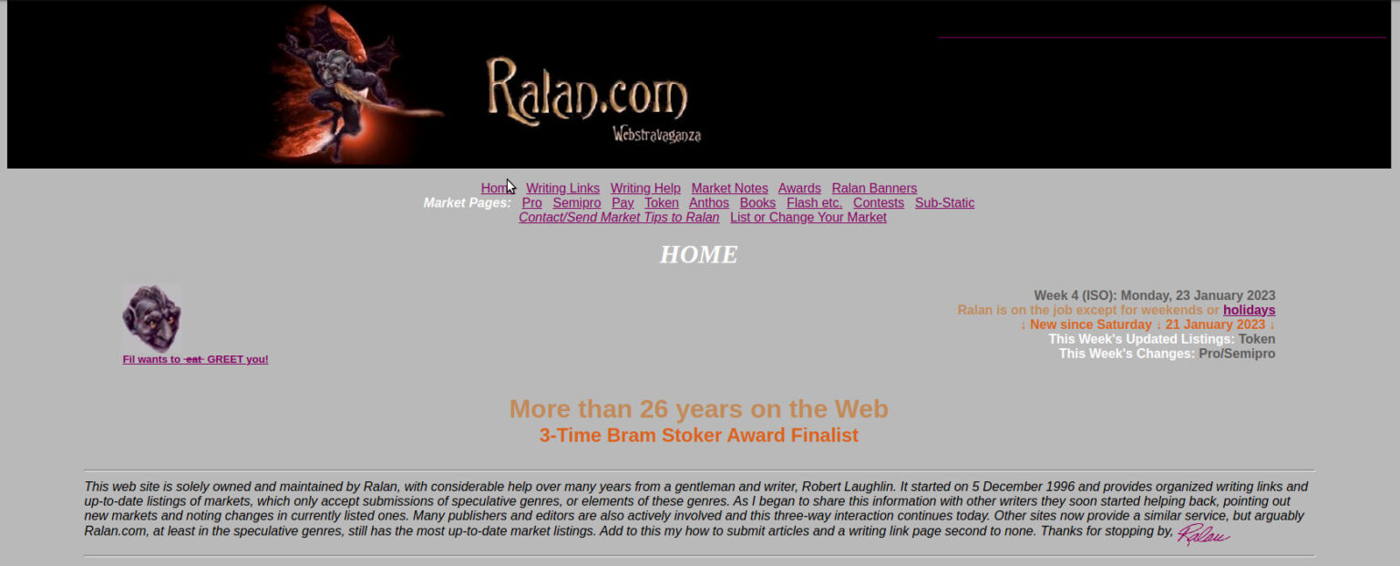 Ralan's Webstravaganza (Ralan.Com) Market Database