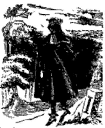 Varney the Vampire walking alone at night (illustration from Varney the Vampire, chapter XXXIII