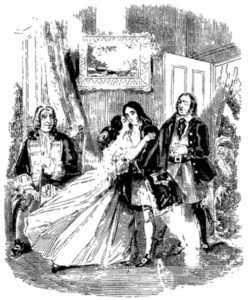 Charles and Flora reunited (Illustration from Varney the Vampire, chapter LXXI