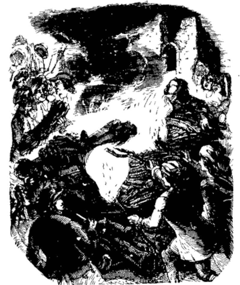 The burning of Mr. Marchdale's Corpse (illustration from Varney the Vampire, chapter LXXVII