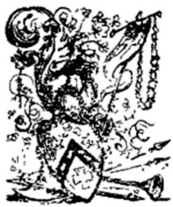 Illustration featuring a shield - Varney the Vampire, chapter LXVI