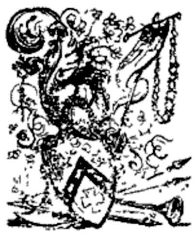 Illustration featuring a shield - Varney the Vampire, chapter LXVI