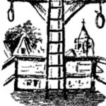 Double gallows (Illustration from Varney the Vampire, chapter LXX}