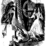 Varney escapes through the window (illustration from Varney the Vampire, chapter LXXXVII