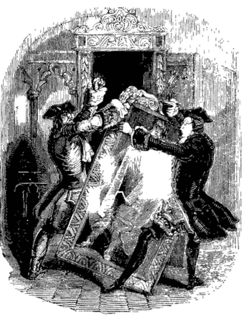 Mr. Chillingworth tries to prevent the intruder from taking the picture (illustration from Varrny the Vampire, chapter LXXXIX)