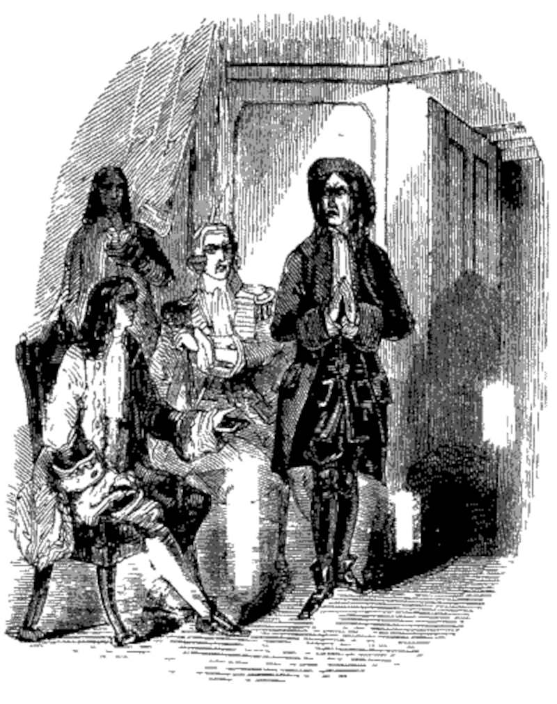 The Admiral and Henry confront the Quaker (illustration from Varney the Vampire, chapter XCVII)