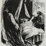The vampire tries to conceal himself after attacking Mary Smith (illustration from Varney the Vampire, chapter CXXV)