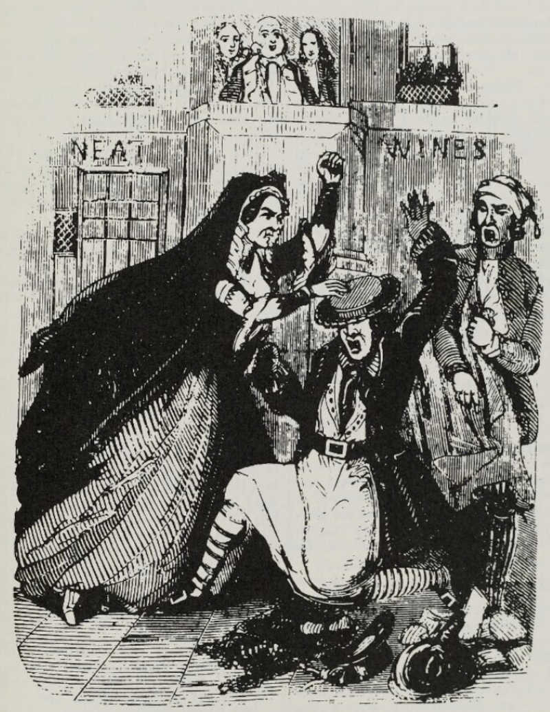 Mrs. Williams takes her revenge on Jack Tweedle (Illustration from Varney the Vampire, chapter CXXIII)