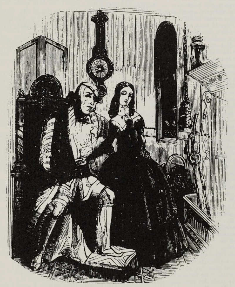The colonel woos Margaret The Colonel woos Margaret (Illustration from Varney the Vampire, chapter CXXIX