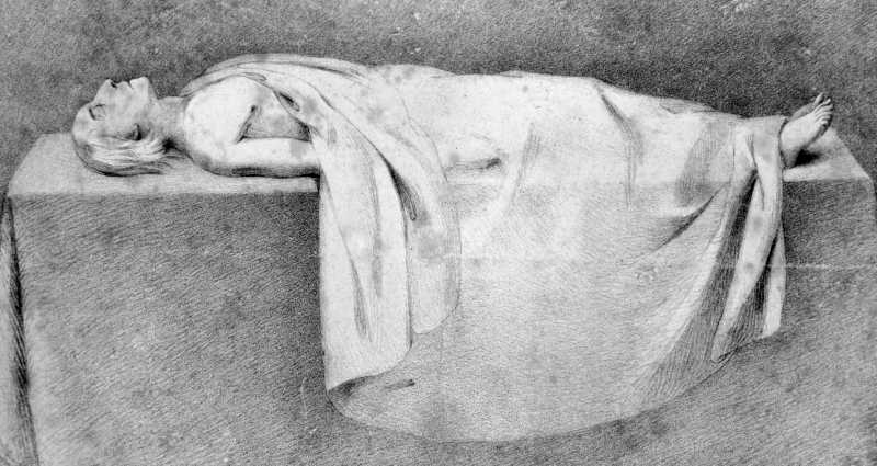 Body laid out prior to burial (The body was often subject to a night watch)