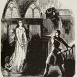 Ringwood encounters his lost love Clara Crofton in her undead form, (Illustration from Varney the Vampire, chapter CCXIV)